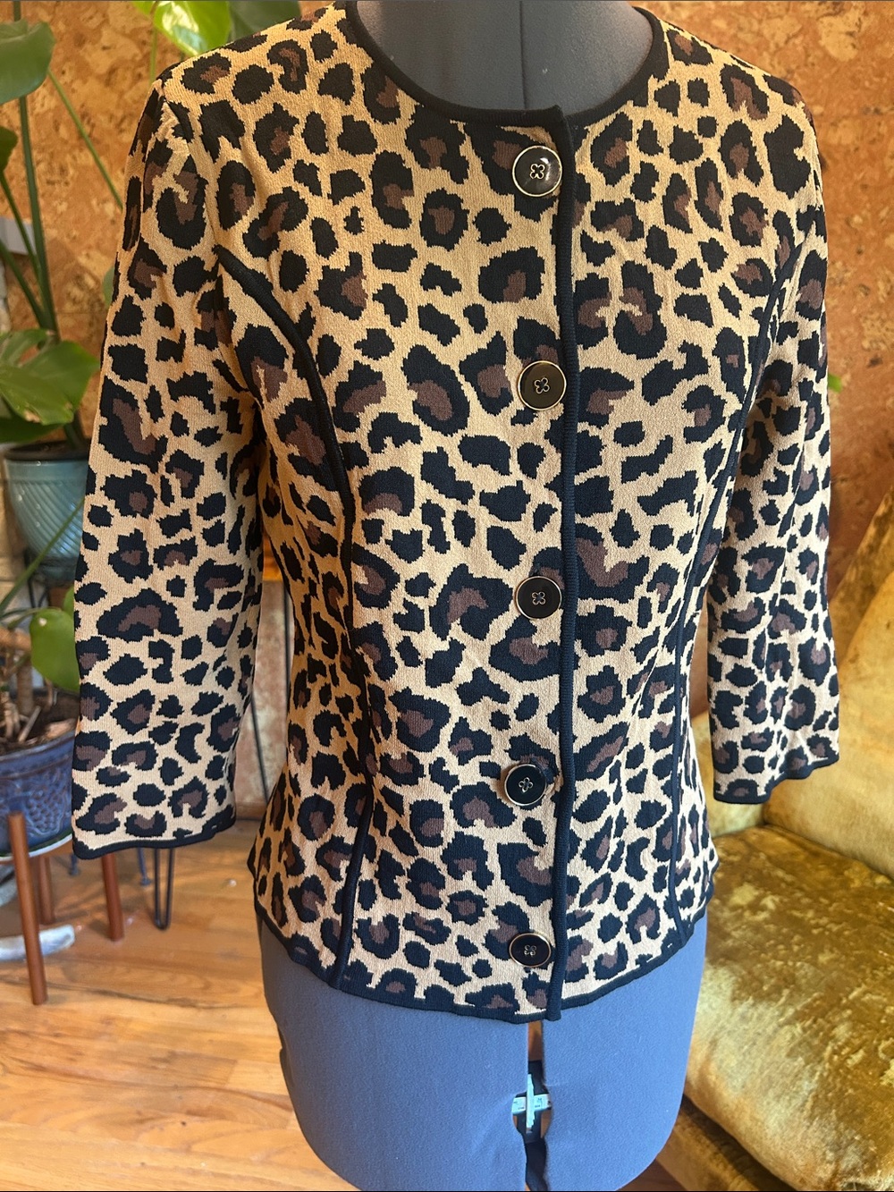 NWOTAGS Jones New York Leopard Print Button-Front Blazer in Tan and Black